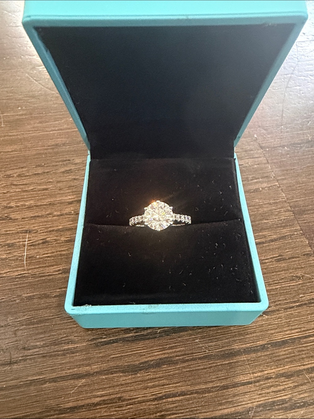 2ct Moissanite Solitaire Pave Engagement Ring with Blue Box